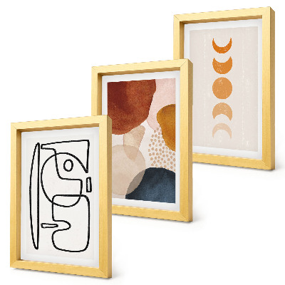 Conjunto de molduras com imagens Decorações da moda com formas e cores abstratas