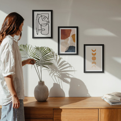 Conjunto de molduras com imagens Decorações da moda com formas e cores abstratas