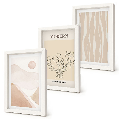 Conjunto de 3 quadros decorativos Formas abstratas em cores suaves
