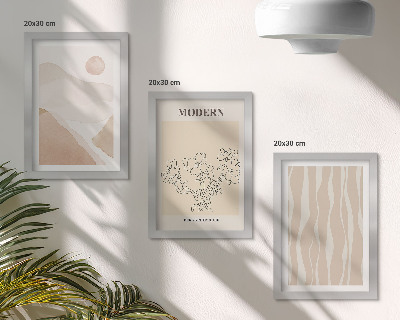 Conjunto de 3 quadros decorativos Formas abstratas em cores suaves