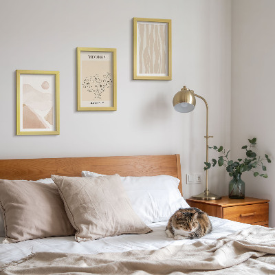 Conjunto de 3 quadros decorativos Formas abstratas em cores suaves