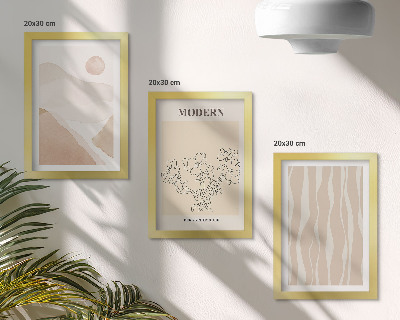 Conjunto de 3 quadros decorativos Formas abstratas em cores suaves