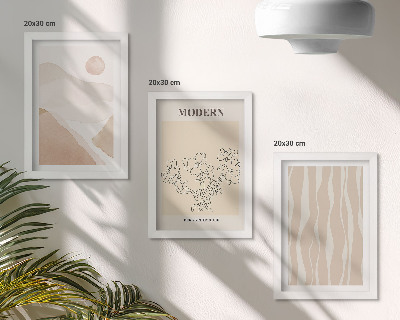 Conjunto de 3 quadros decorativos Formas abstratas em cores suaves