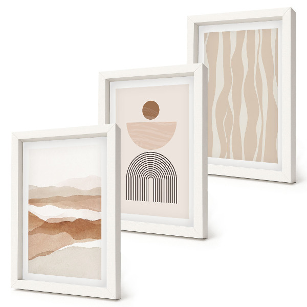 Conjunto de molduras com imagens Paisagem abstrata, formas naturais e geometria