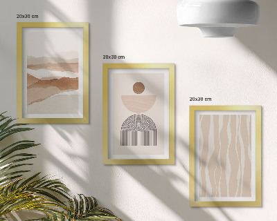 Conjunto de molduras com imagens Paisagem abstrata, formas naturais e geometria