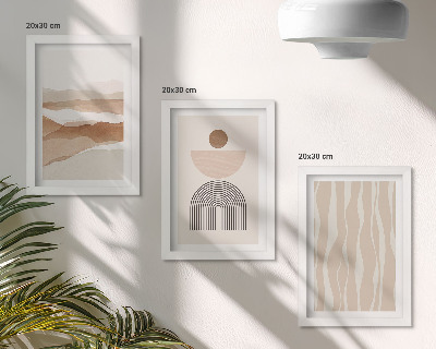 Conjunto de molduras com imagens Paisagem abstrata, formas naturais e geometria