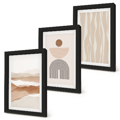 Conjunto de molduras com imagens Paisagem abstrata, formas naturais e geometria