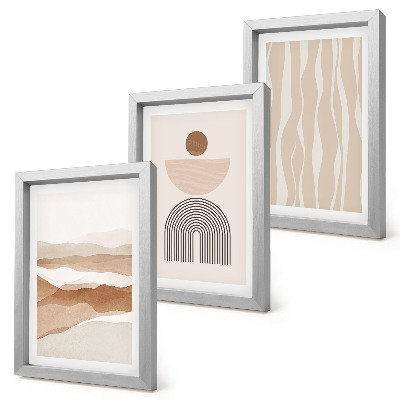 Conjunto de molduras com imagens Paisagem abstrata, formas naturais e geometria