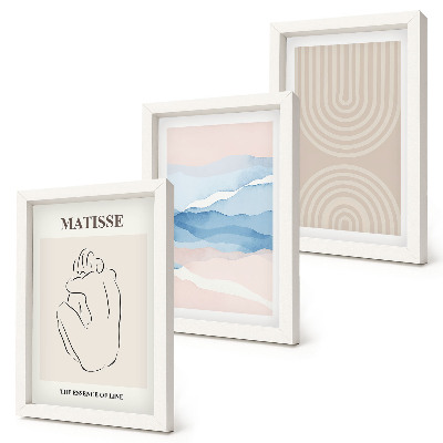 Conjunto de molduras com imagens Linhas e ondas em tons pastel com um toque minimalista.