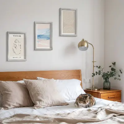 Conjunto de quadros com imagens linhas e ondas em tons pastel com estilo minimalista