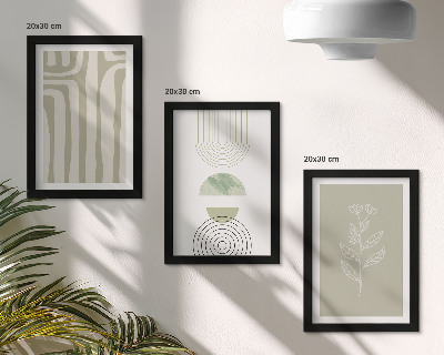 Conjunto de molduras com imagens Padrões geométricos com detalhes de plantas em tons de verde.