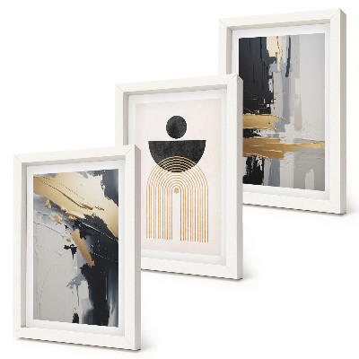 Tríptico com moldura Composição geométrica abstrata e elegante.