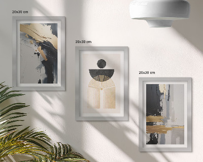 Tríptico com moldura Composição geométrica abstrata e elegante.