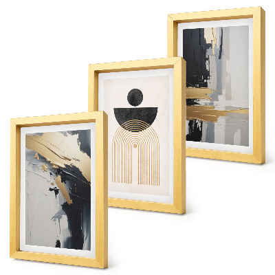 Tríptico com moldura Composição geométrica abstrata e elegante.
