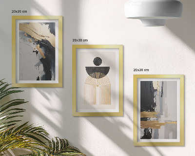 Tríptico com moldura Composição geométrica abstrata e elegante.