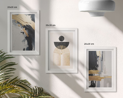 Tríptico com moldura Composição geométrica abstrata e elegante.
