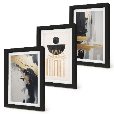 Tríptico com moldura Composição geométrica abstrata e elegante.