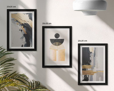 Tríptico com moldura Composição geométrica abstrata e elegante.