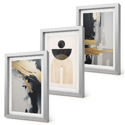Tríptico com moldura Composição geométrica abstrata e elegante.