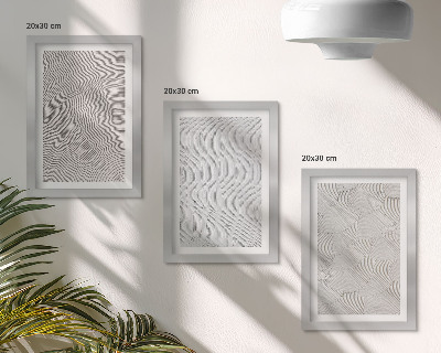 Conjunto de 3 quadros decorativos Padrões na areia, estruturas geométricas lineares
