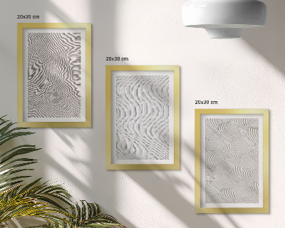 Conjunto de 3 quadros decorativos Padrões na areia, estruturas geométricas lineares
