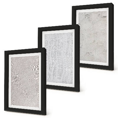 Conjunto de 3 quadros decorativos Padrões na areia, estruturas geométricas lineares