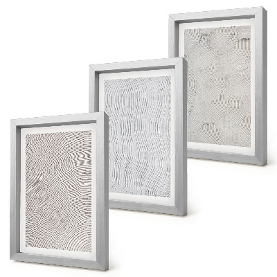 Conjunto de 3 quadros decorativos Padrões na areia, estruturas geométricas lineares