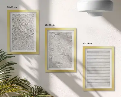 Tríptico com moldura padrões geométricos modernos em impressão sobre papelão