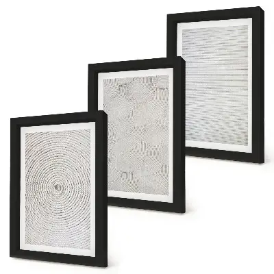 Tríptico com moldura padrões geométricos modernos em impressão sobre papelão