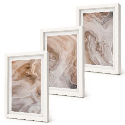 Conjunto de 3 quadros decorativos Padrões abstratos de mármore, texturas de pedra