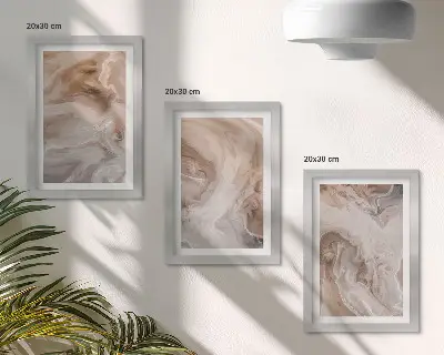 Conjunto de 3 quadros decorativos com padrões abstratos de mármore e texturas de pedra
