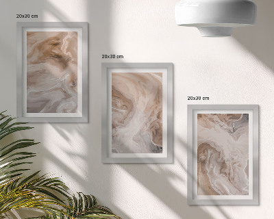 Conjunto de 3 quadros decorativos Padrões abstratos de mármore, texturas de pedra