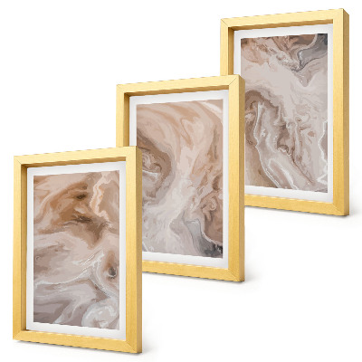 Conjunto de 3 quadros decorativos Padrões abstratos de mármore, texturas de pedra