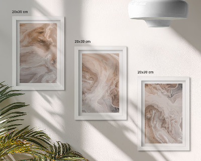 Conjunto de 3 quadros decorativos Padrões abstratos de mármore, texturas de pedra