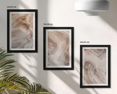 Conjunto de 3 quadros decorativos com padrões abstratos de mármore e texturas de pedra