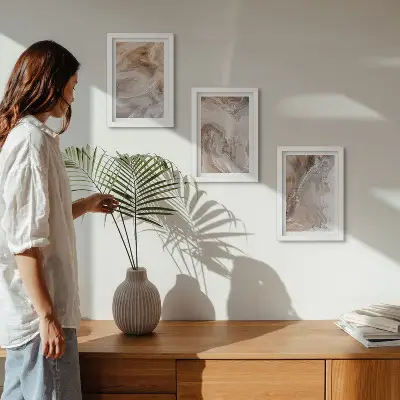 Conjunto de molduras com imagens com textura de pedra e padrões abstratos de mármore