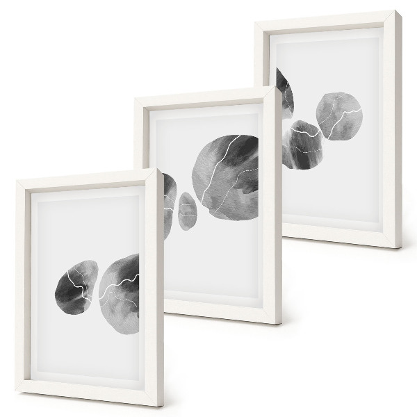 Conjunto de 3 quadros decorativos Pintura minimalista abstrata com manchas de tinta