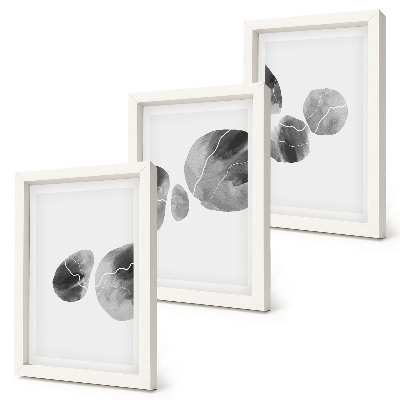 Conjunto de 3 quadros decorativos Pintura minimalista abstrata com manchas de tinta
