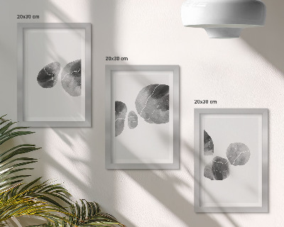 Conjunto de 3 quadros decorativos Pintura minimalista abstrata com manchas de tinta