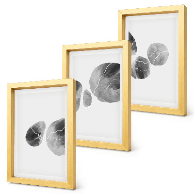 Conjunto de 3 quadros decorativos Pintura minimalista abstrata com manchas de tinta