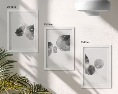 Conjunto de 3 quadros decorativos Pintura minimalista abstrata com manchas de tinta