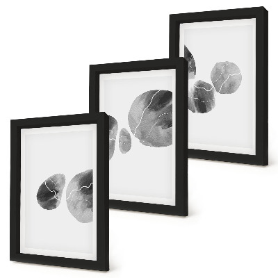 Conjunto de 3 quadros decorativos Pintura minimalista abstrata com manchas de tinta