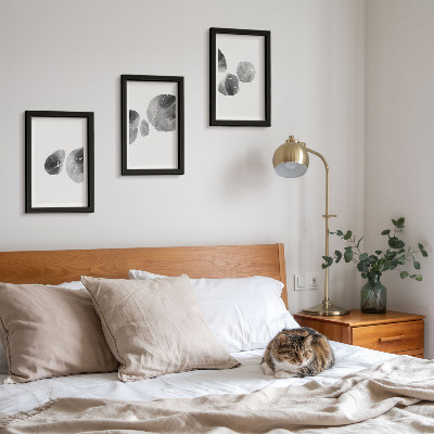 Conjunto de 3 quadros decorativos Pintura minimalista abstrata com manchas de tinta