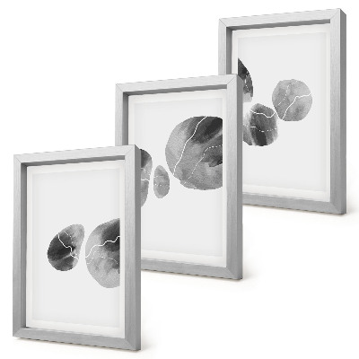 Conjunto de 3 quadros decorativos Pintura minimalista abstrata com manchas de tinta