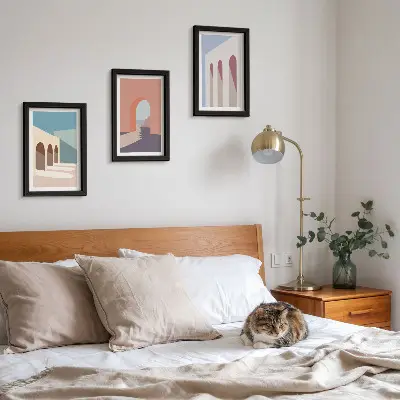 Conjunto de molduras com imagens gráficos minimalistas de arquitetura urbana em tons pastel