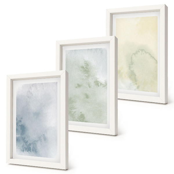Conjunto de 3 quadros decorativos Textura de aquarela pastel sobre tela