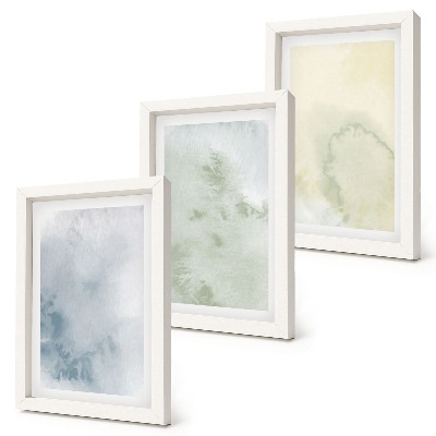 Conjunto de 3 quadros decorativos Textura de aquarela pastel sobre tela
