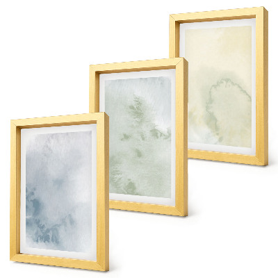 Conjunto de 3 quadros decorativos Textura de aquarela pastel sobre tela