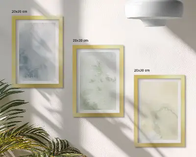 Conjunto de 3 quadros decorativos com textura de aquarela em tons pastel sobre tela