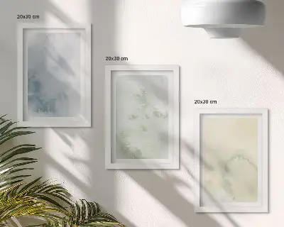 Conjunto de 3 quadros decorativos com textura de aquarela em tons pastel sobre tela